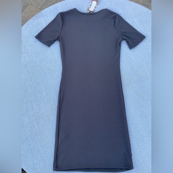 BooHoo Bodycon T-Shirt Dress Women's Size 6 Grey Basic Rib Crew Neck Dress New - Picture 12 of 14